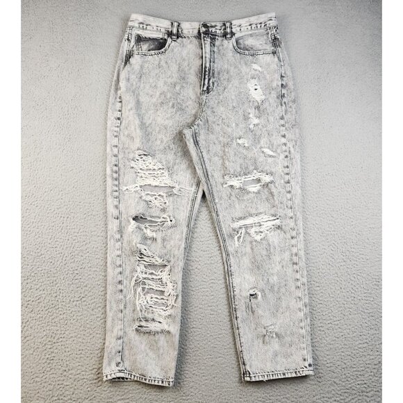 American Eagle Outfitters Denim - American Eagle Jeans Womens 14 Distressed Mom Gray Acid Wash Stretch Denim Pants